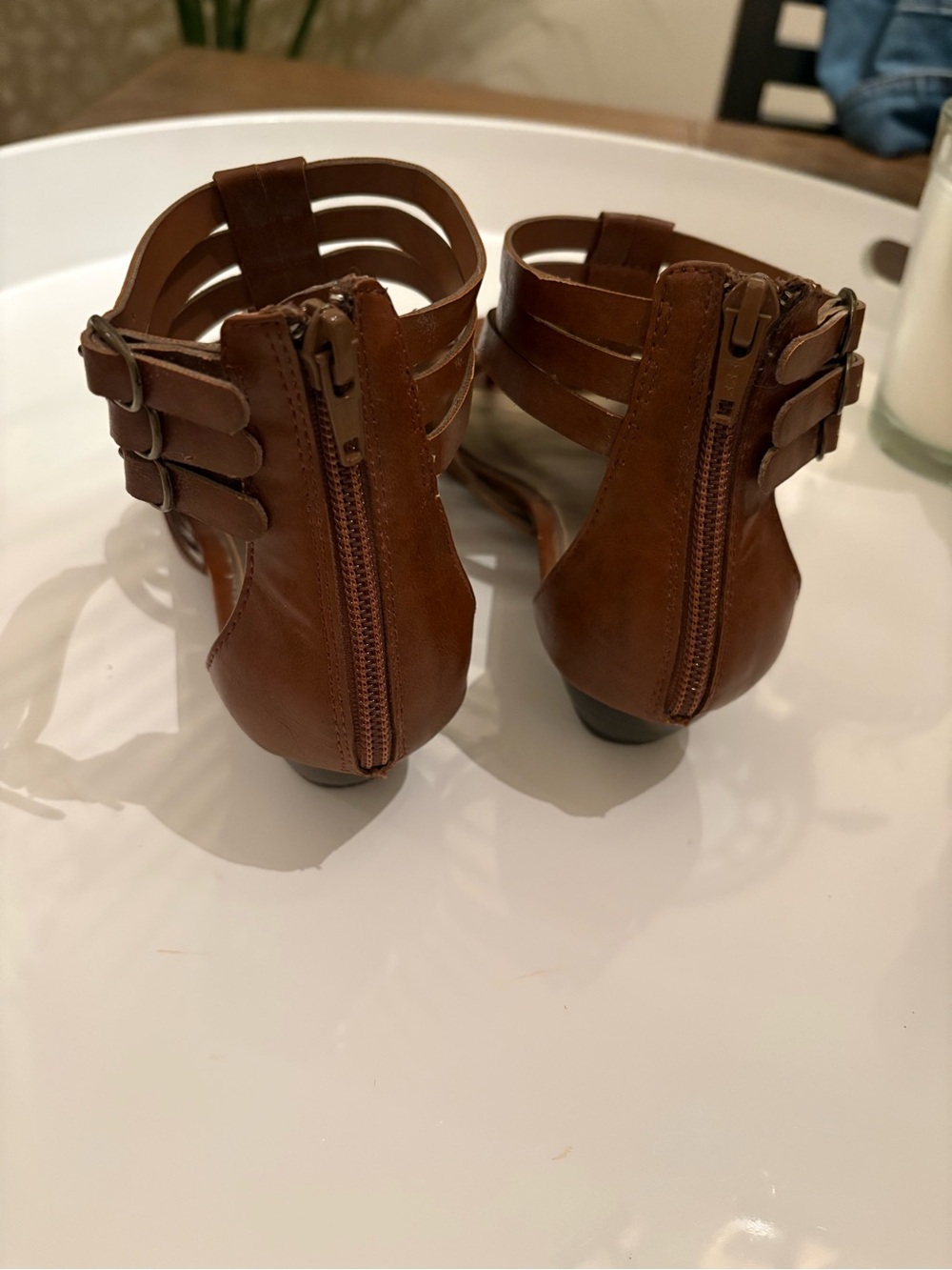 Elle Brown Strappy Gladiator Sandals - Picture 3 of 9